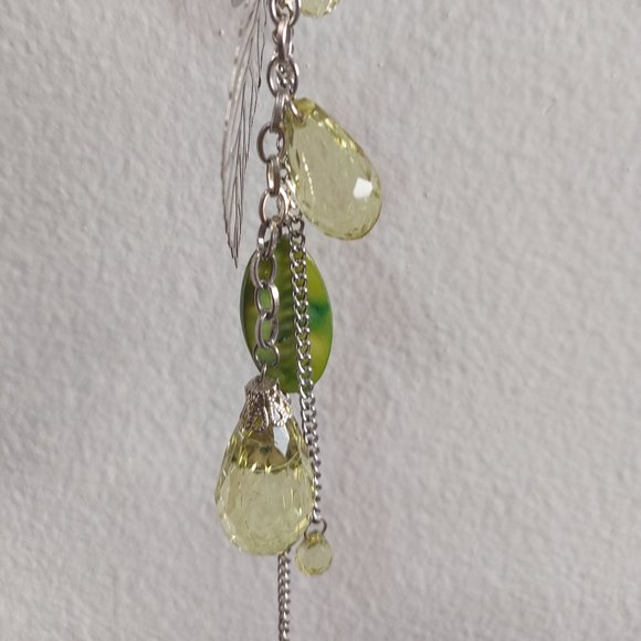 Long Slip On Green Color Green Beads Silver Necklace Chains - Picture 5 of 8